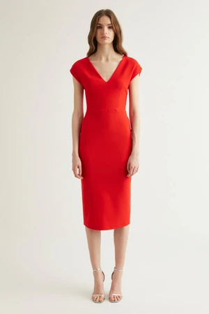 Trendyol X Dilek Hanif Red V-Neck Dress