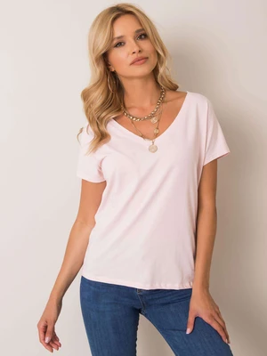 Light pink cotton V-neck T-shirt