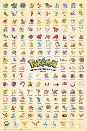 Plakát 61x91,5cm - Pokemon - Kanto First Generation