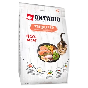 ONTARIO Cat Sterilised Salmon granule pro kočky 1 ks, Hmotnost balení (g): 2,25 kg