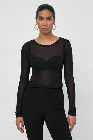 Tričko s dlhým rukávom Victoria Beckham dámsky, čierna farba, 1224JTP005551A