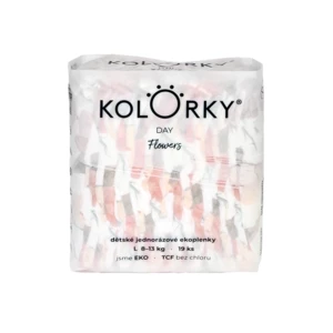 Kolorky DAY - kvety - L (8-13kg) jednorazové eko plienky 19 ks