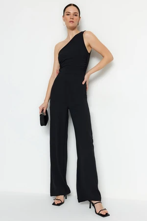 Trendyol Black Single Shoulder Maxi Wide Leg Woven Jumpsuit