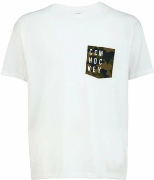 Men's T-shirt CCM CAMO POCKET S/S TEE White Senior S