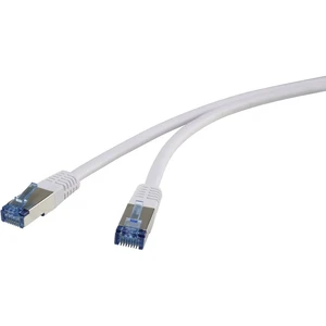 Renkforce RF-4737370 RJ45 sieťové káble, prepojovacie káble CAT 6A S/FTP 3.00 m sivá veľmi flexibilné vyhotovenie, pozlá