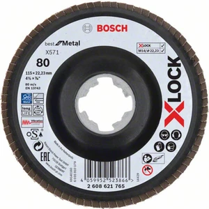 Bosch Accessories 2608621765 Lamelový disk X-LOCK, kovový, so zahnutým dizajnom, G 80, X571, 115 mm, K80 Priemer 115 mm