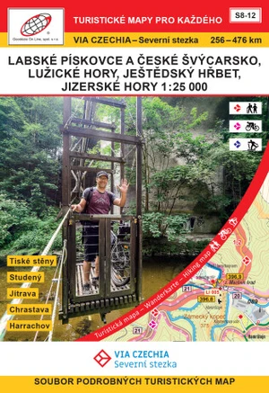 VIA CZECHIA Severní stezka Labské pískovce Jizerské hory / Turistická mapa Geodézie On Line S8-12