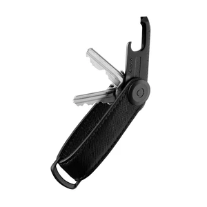 Orbitkey Kožená kľúčenka Orbitkey 2.0 Saffiano - All-Black + Multitool