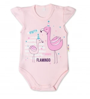 Baby Nellys Bavlněné kojenecké body, kr. rukáv, Flamingo - sv. růžové, vel. 68 (3-6m)