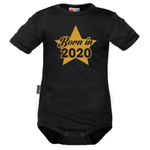 DEJNA Body krátký rukáv Born in 2020 - černé, vel. 80 (9-12m)