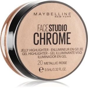 Maybelline Face Studio Chrome Jelly Highlighter gelový rozjasňovač odstín 20 Metallic Rose 9.5 ml