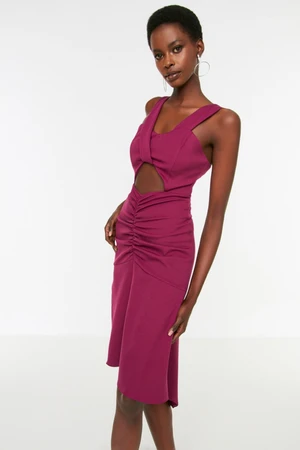 Trendyol Purple Waist Detailed Evening Dress