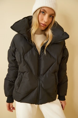 Happiness İstanbul Women's Black Oversized Puffy Coat