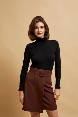 Ribbed turtleneck blouse