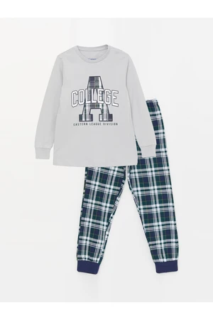 LC Waikiki Crew Neck Printed Long Sleeve Boys' Pajamas Set