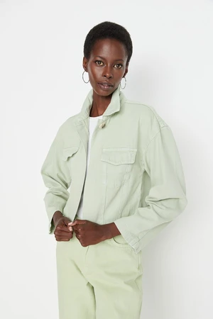 Trendyol Mint Collar Detailed Crop Denim Jacket