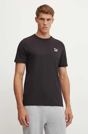 Bavlnené tričko Puma CLASSICS Small Logo Tee pánske,čierna farba,s nášivkou,679187