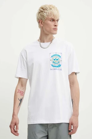 Bavlnené tričko KSUBI hardcore biggie ss tee pánske, biela farba, s potlačou, MPS24TE005