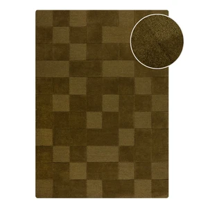 Wełniany dywan tkany ręcznie w kolorze khaki 120x170 cm Checkerboard – Flair Rugs