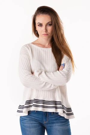 Sweater - TOMMY HILFIGER WALESQUE RUFFLE HEM SWTR LS white