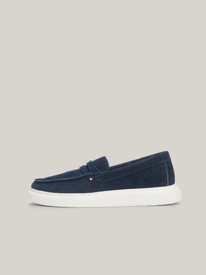 Navy blue men's suede loafers by Tommy Hilfiger