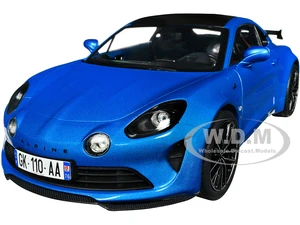 2023 Alpine A110S Pack Aero Bleu Alpine Blue Metallic with Black Top 1/18 Diecast Model Car by Solido