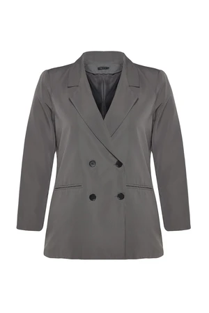 Trendyol Curve Double-breasted Gray Double Breasted Blazer with Closure