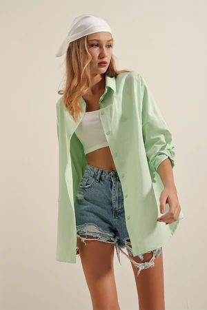 Bigdart 3900 Oversize Long Basic Shirt - E.green