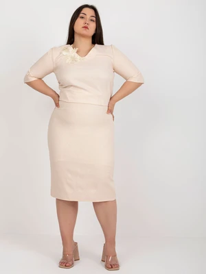 Plus Size Light Peach Pencil Skirt