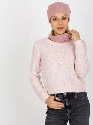 Light pink knitted hat and chimney