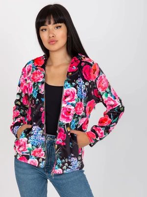 Black and pink zip-up sweatshirt with flowers RUE PARIS