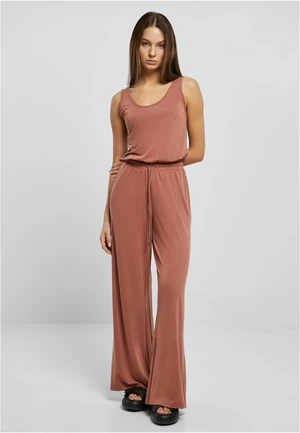 Women's terracotta modal long-sleeved jumpsuit