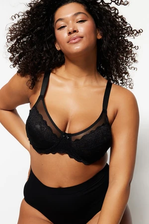 Trendyol Curve Black Balconette Lace Bra