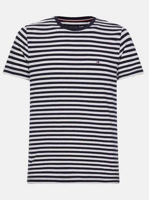 Bílo-černé pánské pruhované basic tričko Tommy Hilfiger