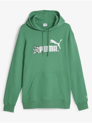 Zelená unisex mikina s kapucí Puma NO.1 LOGO - Pánské