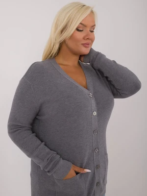 Dark grey women's sweater with buttons plus size