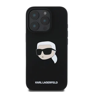 Zadní kryt Karl Lagerfeld Liquid Silicone Karl Head MagSafe pro Apple iPhone 16 Pro, černá