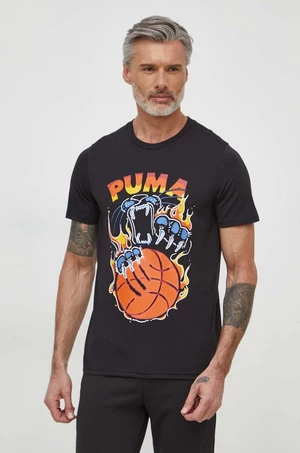 Tričko Puma černá barva, s potiskem, 624825