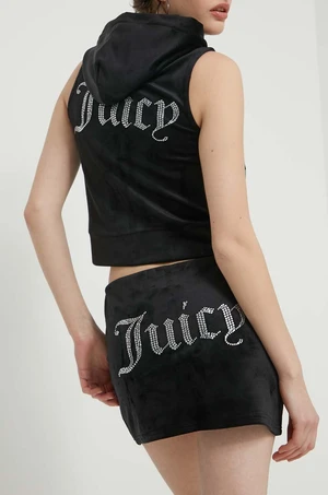 Velurová sukně Juicy Couture černá barva, mini