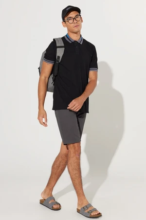 AC&Co / Altınyıldız Classics Men's Anthracite Slim Fit Slim Fit Dobby Dobby 100% Cotton Casual Chino Shorts.