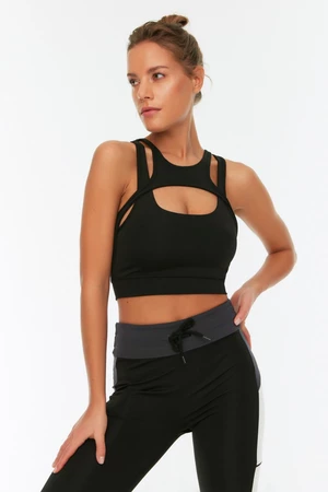 Trendyol Black Support/Shaping Barter Neck Knitted Sports Bra