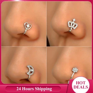 U-shaped Nose Ring Fashion Faux Body Piercing Jewelry Nose Clip Heart Star Clip Nose Ear Clip Non Piercing Clip On Nose Ring