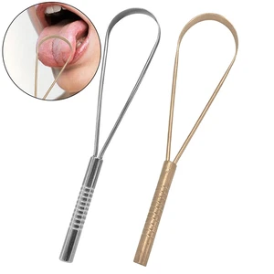 1pc Tongue Scraper Cleaner for Adults Surgical Grade Eliminate Bad Breath Stainless Steel Metal Tongue Scarper Brush Dental Kit