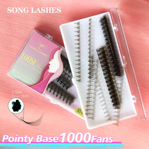 Song Lashes 1000 Fans Sharp Narrow Stem Premade Volume Fans Lash Pointy Base Premade Fans Slim Thin Lash Eyelashes