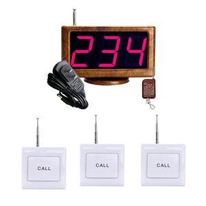 Wireless Guest Calling System For Restaurant 1 Small Host LED Screen Digital Display Receiver + 3 Button Transmitter