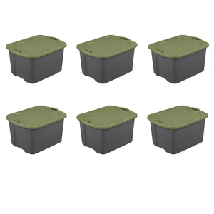 Sterilite 17.5 Gal. EZ Carry Plastic, Flat Gray/Sage Legume, Set of 6