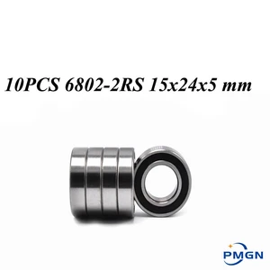 10PCS ABEC-5 6802-2RS High quality 6802RS 6802 2RS RS 15x24x5 mm Thin Wall Rubber seal Deep Groove Ball Bearing