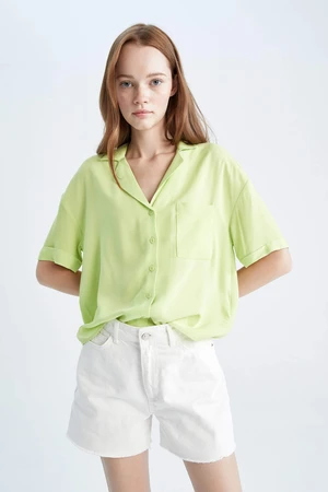 DEFACTO Relax Fit Pajama Collar Short Sleeve Shirt