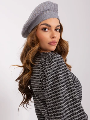 Grey women's beret with rhinestones