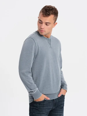 Ombre Washed men's sweatshirt with decorative stitching at the neckline - light blue